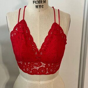 PINK VICTORIA'S SECRET Red Lace Bralette Size Medium